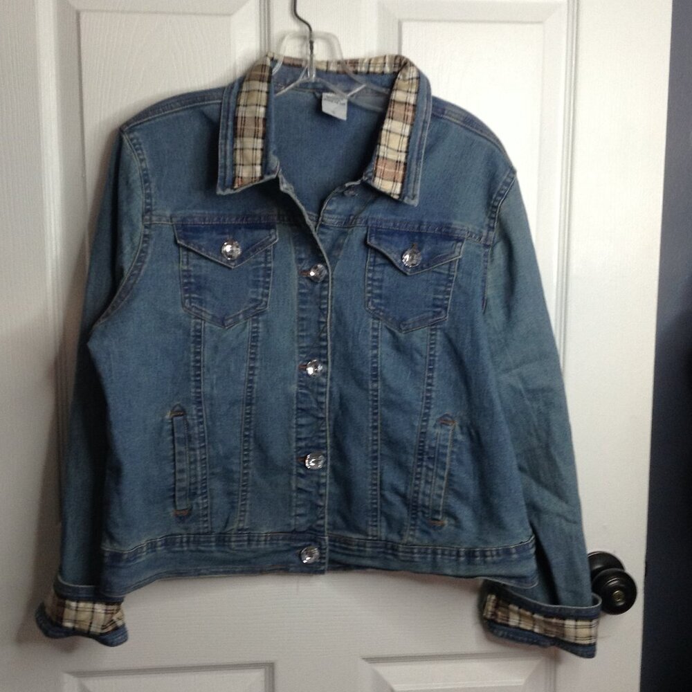 Unknown Junior "L" Denim Jacket/Flannel trim Western Chic Rodeo ready Equestrian